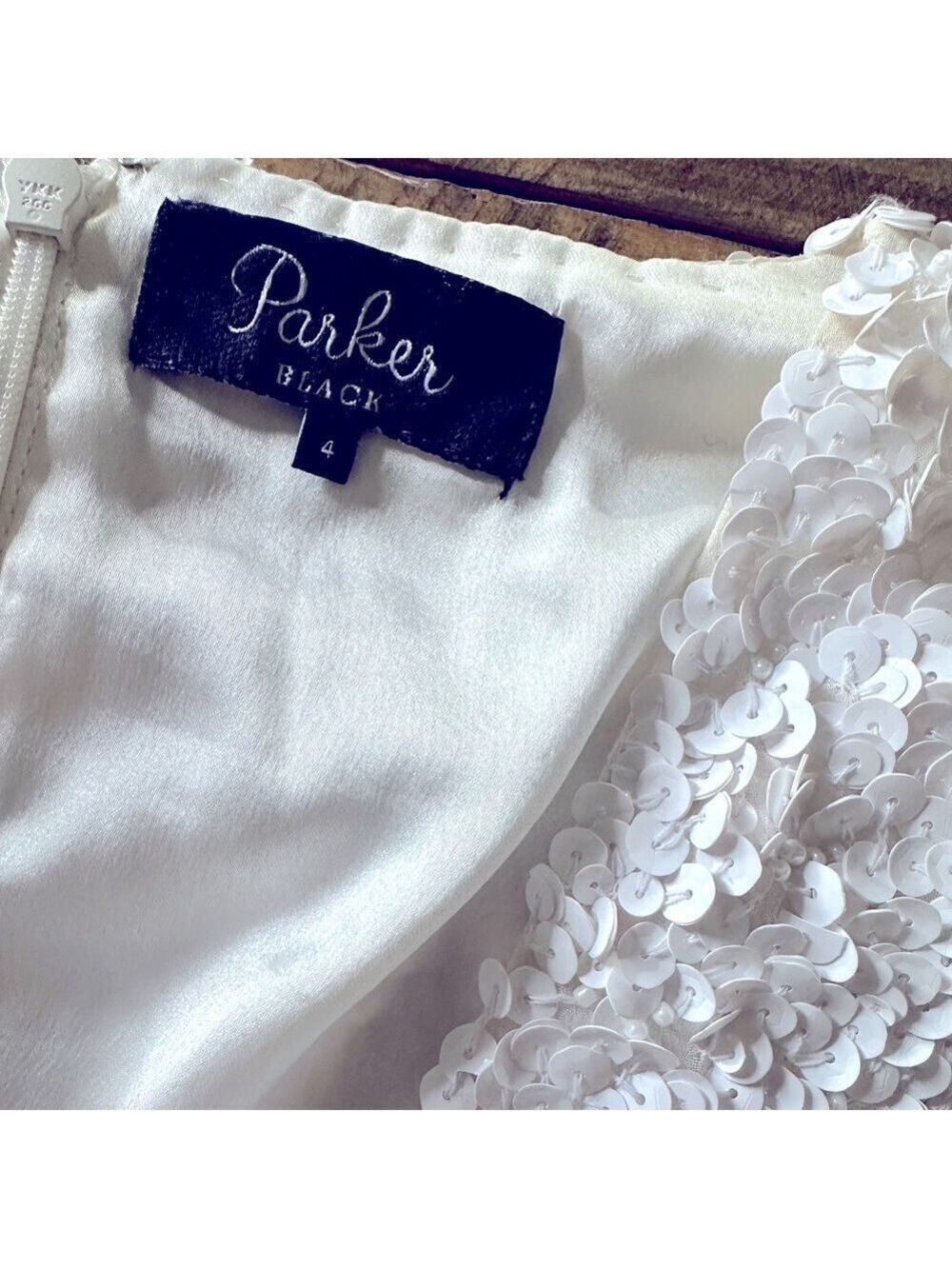 Parker Serena White Sequin Mini Dress Size 4 - Picture 9 of 11